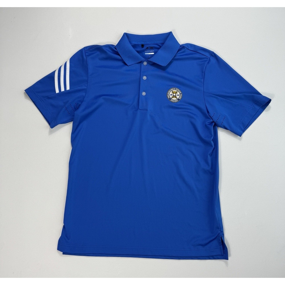Adidas Puremotion Cool Max Polo Shirt Mens Small Blue Philadelphia Golf Vented